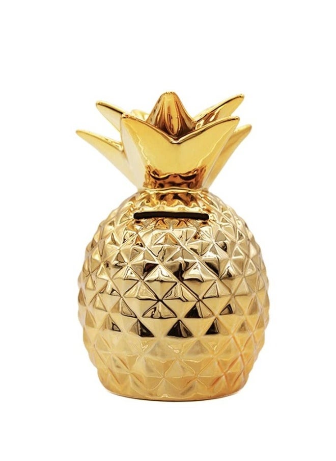 Gold Pineapple Coin Piggy Bank Decorative Ceramic Pineapples Shaped Cans  Girls Piggy Bank for Pineapple Theme Party Decor Girls Kid's Children Adults Birthday Gifts