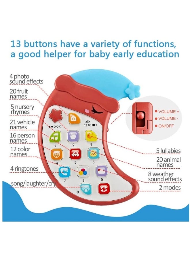 Baby Cell Phone Toy with Removable Teether Case, Teething Phone Toy for Infant Interactive Electronic Learning Toy with Music Lights Birthday Gift for Kids Age 3Y+