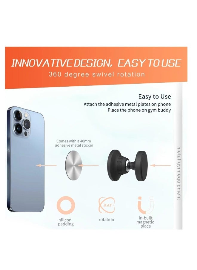 Dual Magnetic Phone Holder, Strong Magnet Mount & 360° Adjustable Holder for Video Recording, Universal Fit for All Phones, Ideal for Gym, Car, Kitchen