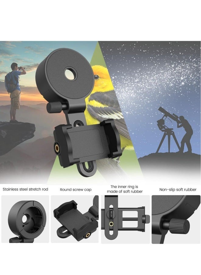 Adjustable Phone Scope Mount, Universal Telescope Phone Adapter, Compatible with Binoculars, Monoculars, Record Nature and The World, Fits 4.2-7