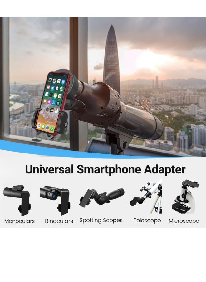 Adjustable Phone Scope Mount, Universal Telescope Phone Adapter, Compatible with Binoculars, Monoculars, Record Nature and The World, Fits 4.2-7