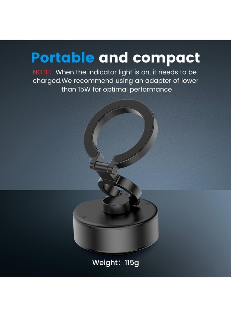 360° Stretchable Electric Vacuum Magnetic Suction Phone Mount, HandsFree Magnetic Car Phone Holder, Double-Sided Phone Holder Compatible with Car Dashboard Installation, Smooth Surface