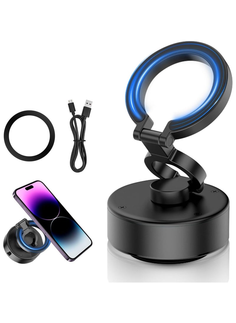 360° Stretchable Electric Vacuum Magnetic Suction Phone Mount, HandsFree Magnetic Car Phone Holder, Double-Sided Phone Holder Compatible with Car Dashboard Installation, Smooth Surface