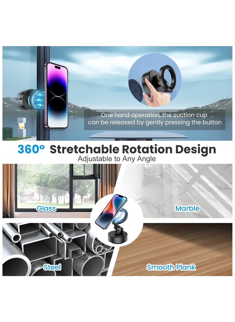 360° Stretchable Electric Vacuum Magnetic Suction Phone Mount, HandsFree Magnetic Car Phone Holder, Double-Sided Phone Holder Compatible with Car Dashboard Installation, Smooth Surface