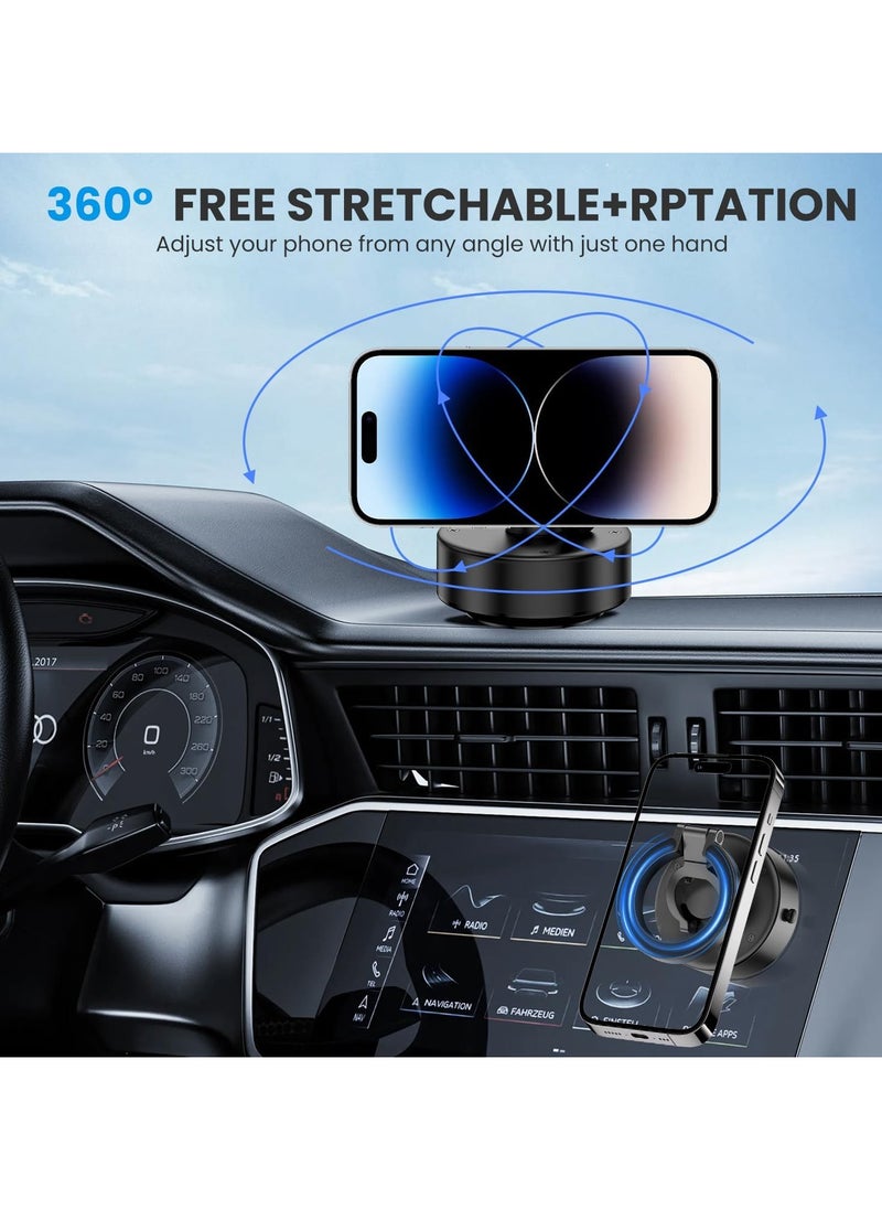 360° Stretchable Electric Vacuum Magnetic Suction Phone Mount, HandsFree Magnetic Car Phone Holder, Double-Sided Phone Holder Compatible with Car Dashboard Installation, Smooth Surface