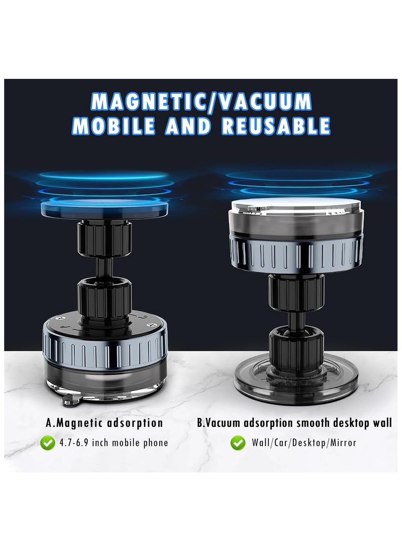 Magnetic Suction Cup Phone Holder for Car, Universal Car Phone Holder Mount for Dashboard Windshield, Vacuum Glass Mirror Adsorption Magnetic Suction Cup Car Phone Mount, 720° Rotation Portable Magnetic Phone Holder