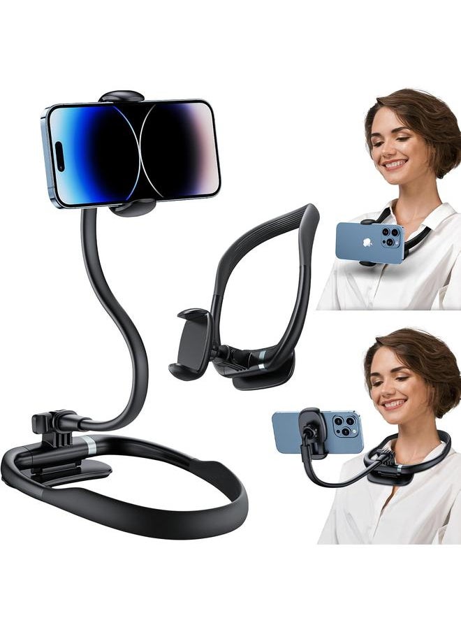 Neck Phone Holder Stand for Bed: Gooseneck Flexible Neckband [Compatible Desktop use] Cellphone Mount for iPhone | Samsung & Other 4-7inch Smartphones