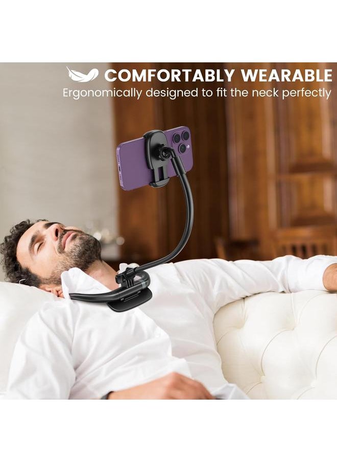 Neck Phone Holder Stand for Bed: Gooseneck Flexible Neckband [Compatible Desktop use] Cellphone Mount for iPhone | Samsung & Other 4-7inch Smartphones