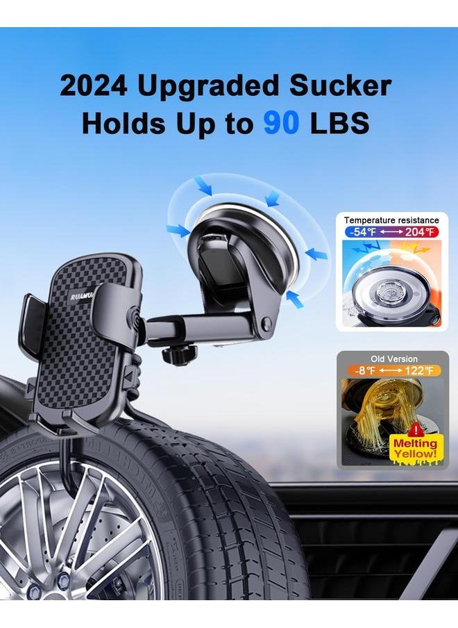 【2024 NEW】Car Phone Holder【Fit Thick Case】Ultra Suction Cell Phone Mount for Dashboard Windshield Vent, Mobile Stand Base Truck Vehicle Cradle for iPhone 16 15 Pro Max 14 13 12 X Android Samsung S24