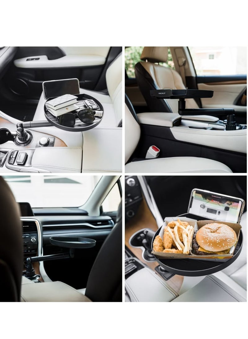 Cup Holder Tray for Car - Adjustable Car Tray Table - Perfect Car Food Tray for Eating with Phone Slot and Swivel Arm - Car Organizer - Road Trip Essential Car Travel Accessories Gadgets