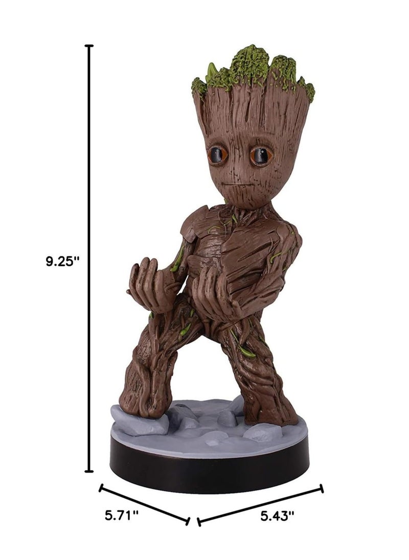 Exquisite Gaming: Guardians of The Galaxy: Toddler Groot - Original Mobile Phone & Gaming Controller Holder, Device Stand, Cable Guys, Marvel Licensed Figure, Black