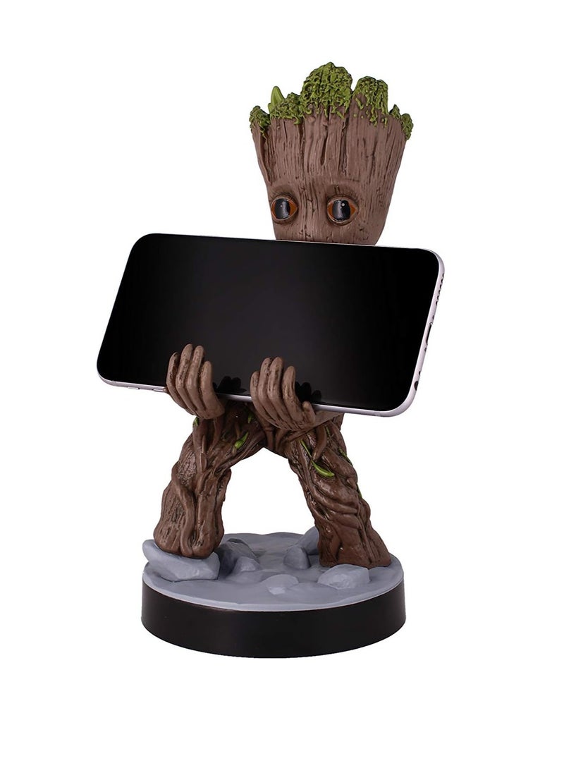 Exquisite Gaming: Guardians of The Galaxy: Toddler Groot - Original Mobile Phone & Gaming Controller Holder, Device Stand, Cable Guys, Marvel Licensed Figure, Black