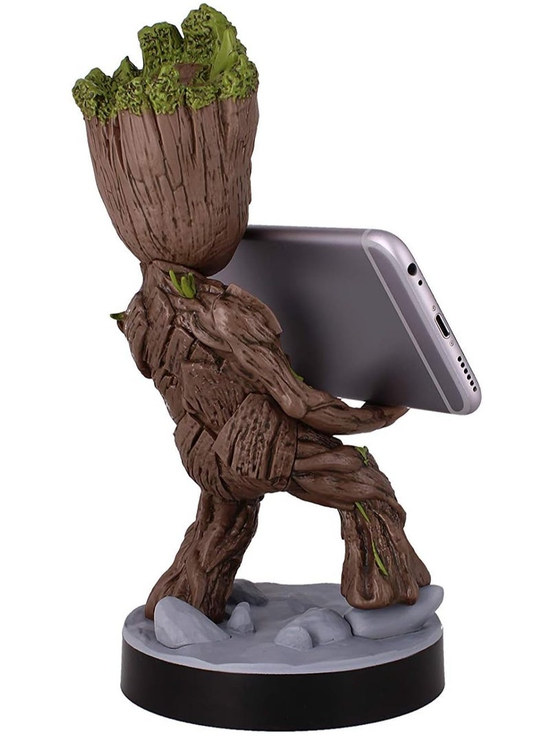 Exquisite Gaming: Guardians of The Galaxy: Toddler Groot - Original Mobile Phone & Gaming Controller Holder, Device Stand, Cable Guys, Marvel Licensed Figure, Black