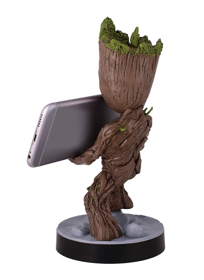 Exquisite Gaming: Guardians of The Galaxy: Toddler Groot - Original Mobile Phone & Gaming Controller Holder, Device Stand, Cable Guys, Marvel Licensed Figure, Black