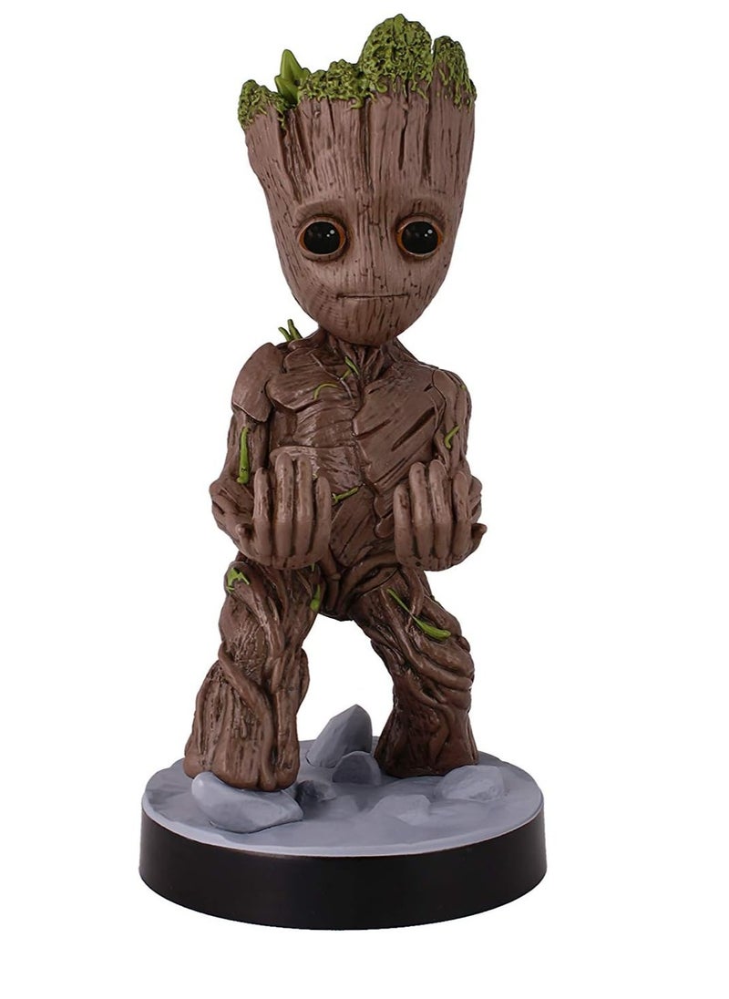 Exquisite Gaming: Guardians of The Galaxy: Toddler Groot - Original Mobile Phone & Gaming Controller Holder, Device Stand, Cable Guys, Marvel Licensed Figure, Black