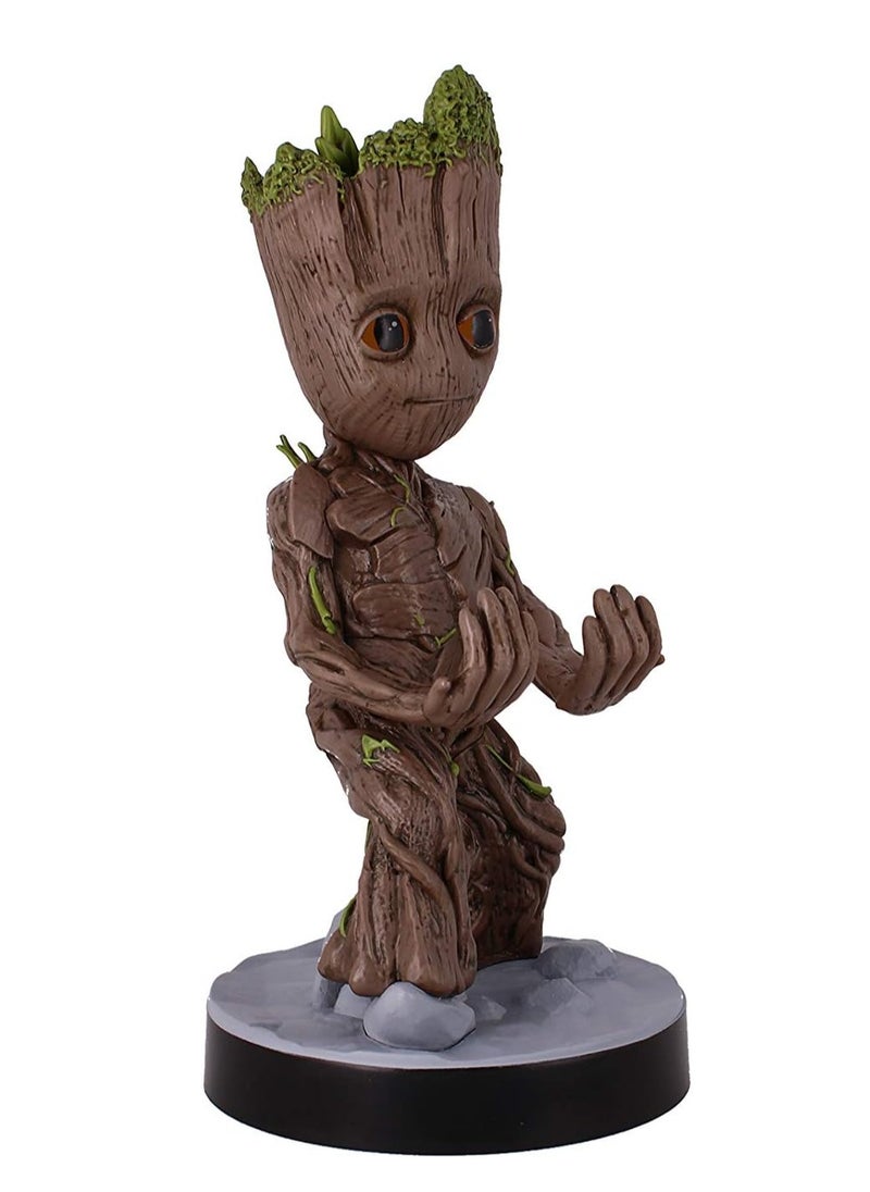 Exquisite Gaming: Guardians of The Galaxy: Toddler Groot - Original Mobile Phone & Gaming Controller Holder, Device Stand, Cable Guys, Marvel Licensed Figure, Black