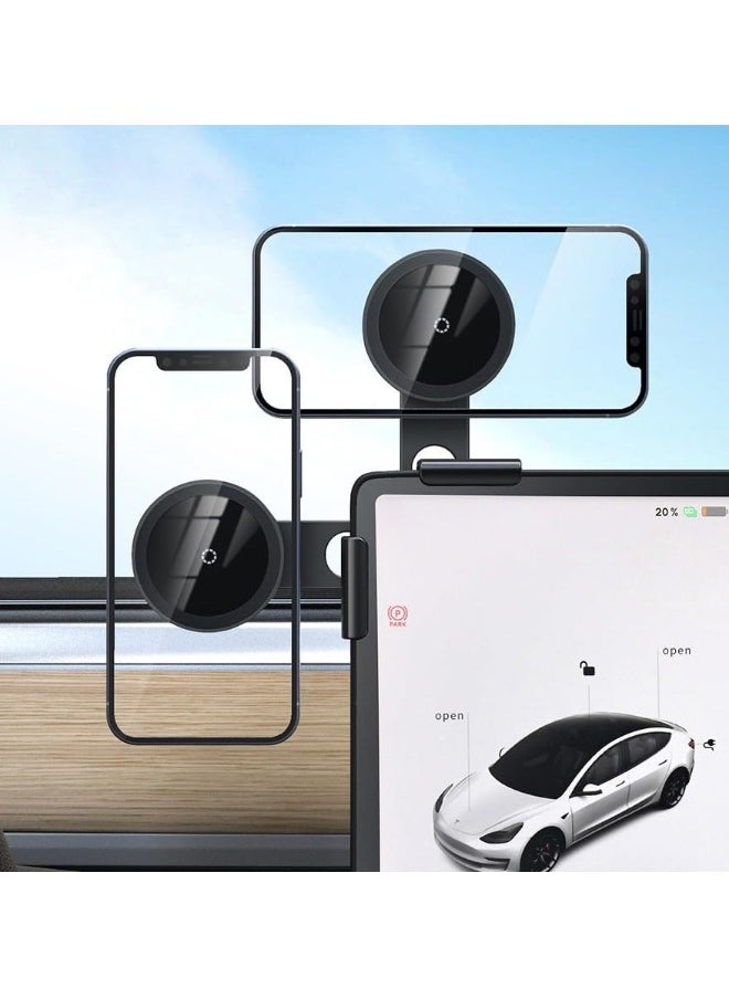 Magnetic Tesla Phone Mount, Car Central Control Screen Hanging Bracket Suitable, for Tesla Model S/3/X/Y Magnetic Adsorption Phone Holder, Compatible with iPhone, Samsung and Other Phones