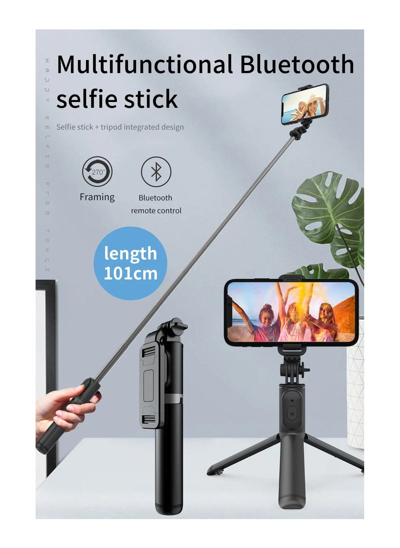 Q01 Extendable Selfie Stick Tripod Bluetooth Remote and Fill Light Phone Recording