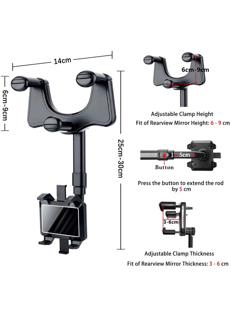 360 Degree Rotatable and Retractable Car Phone Holder Mount, Universal Compatible with All Smartphones, Black