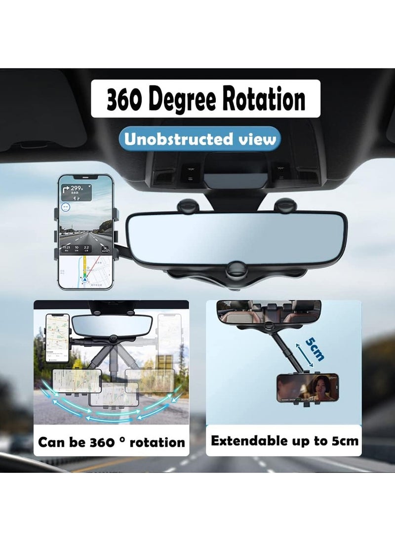 360 Degree Rotatable and Retractable Car Phone Holder Mount, Universal Compatible with All Smartphones, Black