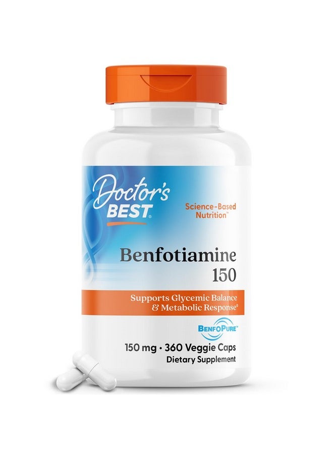 Doctor's Best Benfotiamine 150 with BenfoPure, Helps Maintain Glucose Metabolism, Non-GMO, Vegan, Gluten Free, Soy Free, 150 mg, 360 Veggie Caps