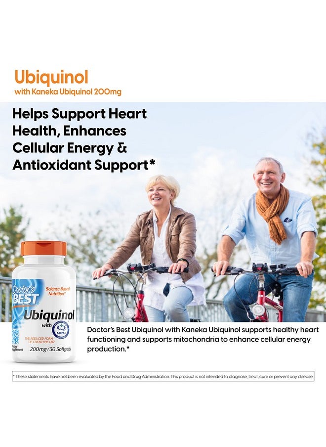 Doctor's Best Ubiquinol Featuring kaneka qh, Non-GMO, Gluten Free, Soy Free, Heart Health, 200 Mg, 30 Softgels