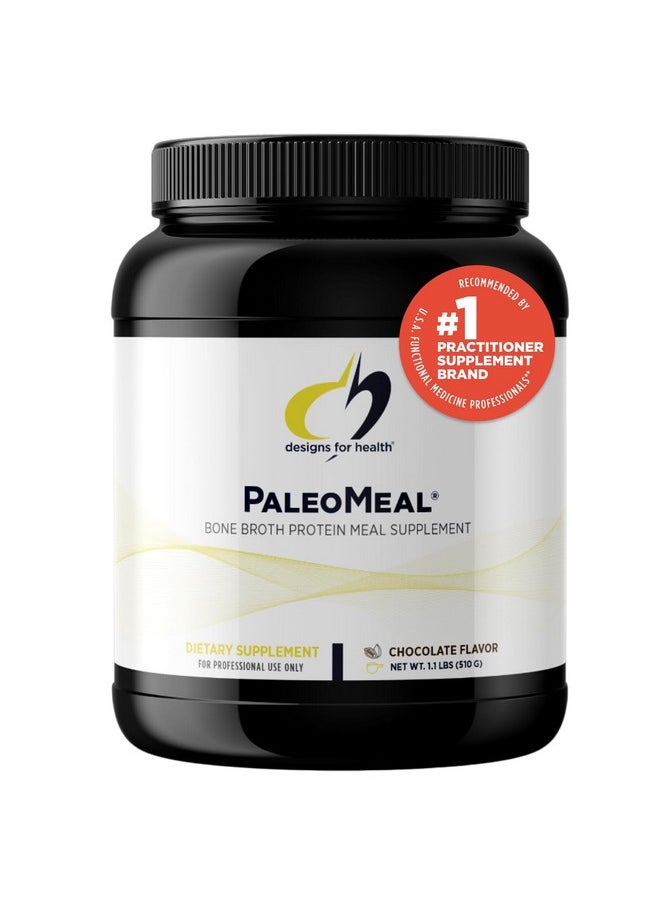 Designs for Health Pure PaleoMeal - Bone Broth Protein Powder with 17g Protein, Meal Replacement Shake Dietary Supplement with Active Folate + Chelated Minerals, Chocolate (15 Servings / 510g)