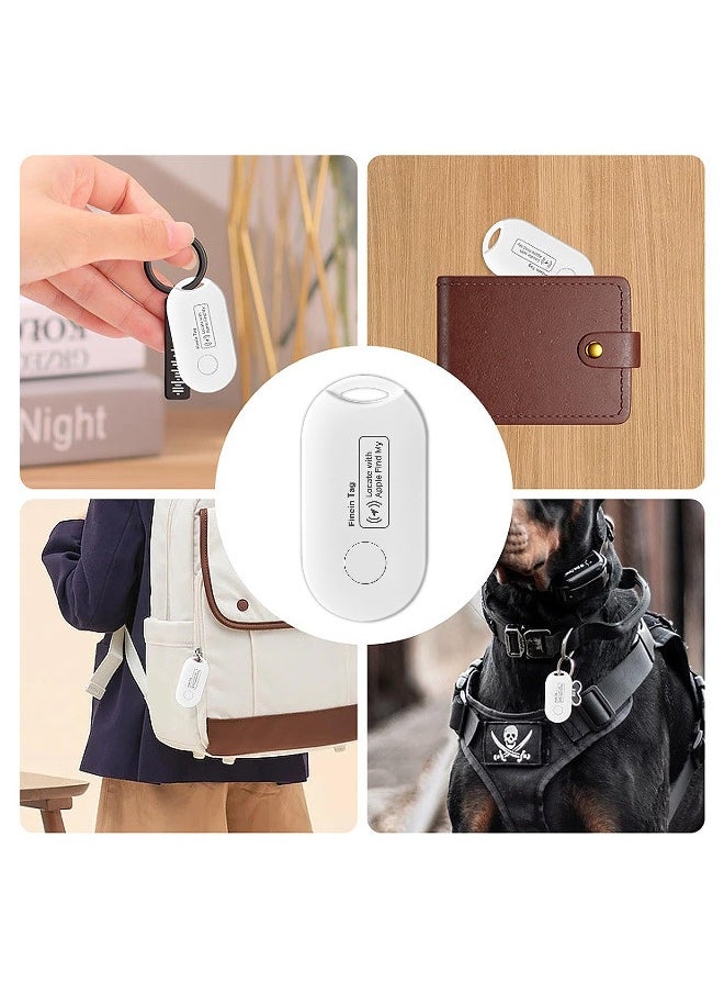 Key Finder Item Bluetooth Tracker Mini Tag Luggage Work with Apple Find My APP, 10 Months Long Working Time, Small Size, 200 ft Range, Global Positioning, iOS White 2Pack