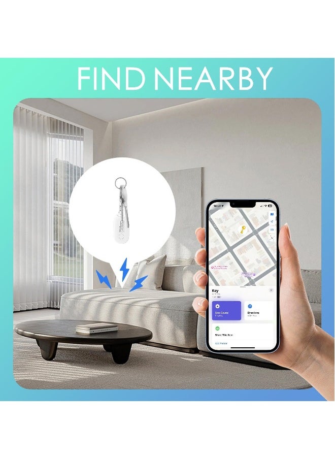 Key Finder Item Bluetooth Tracker Mini Tag Luggage Work with Apple Find My APP, 10 Months Long Working Time, Small Size, 200 ft Range, Global Positioning, iOS White 2Pack