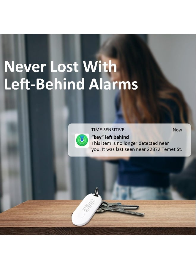 Key Finder Item Bluetooth Tracker Mini Tag Luggage Work with Apple Find My APP, 10 Months Long Working Time, Small Size, 200 ft Range, Global Positioning, iOS White 2Pack