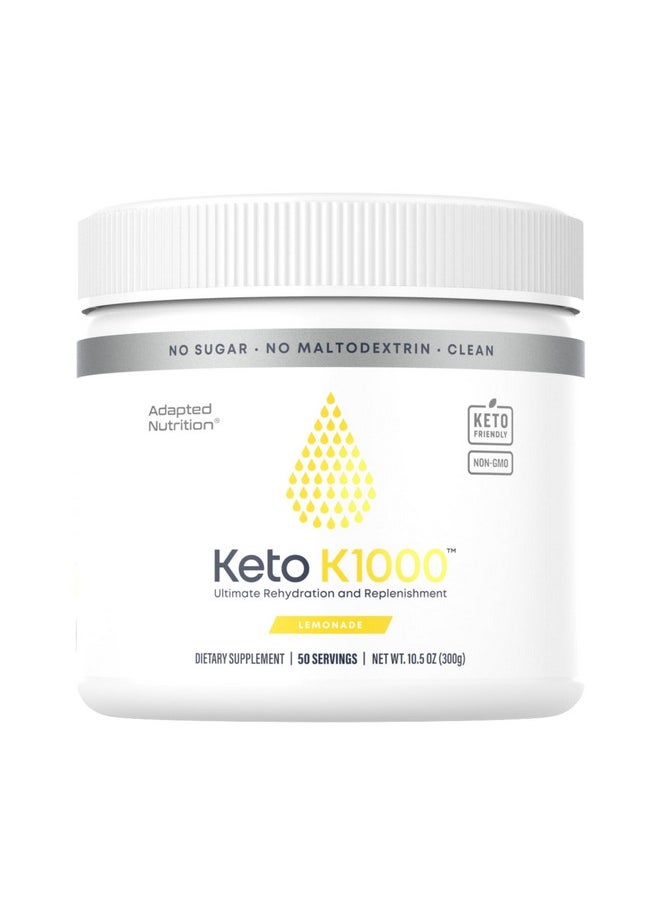 Hi-Lyte Keto K1000 Electrolyte Powder | Lemonade | Hydration Supplement Drink Mix | Boost Energy & Beat Leg Cramps | No Sugar, No Maltodextrin | 50 Servings