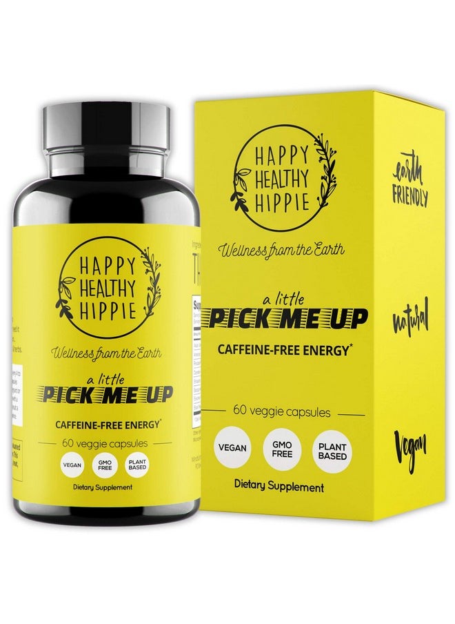 Happy Healthy Hippie Natural Energy Pills - Caffeine Free Happy Pills for Energy, Metabolism, Mental Power - 7 Herbs & Absorption Enhancing Piperine - Vegan, Non-GMO, 60 Pills