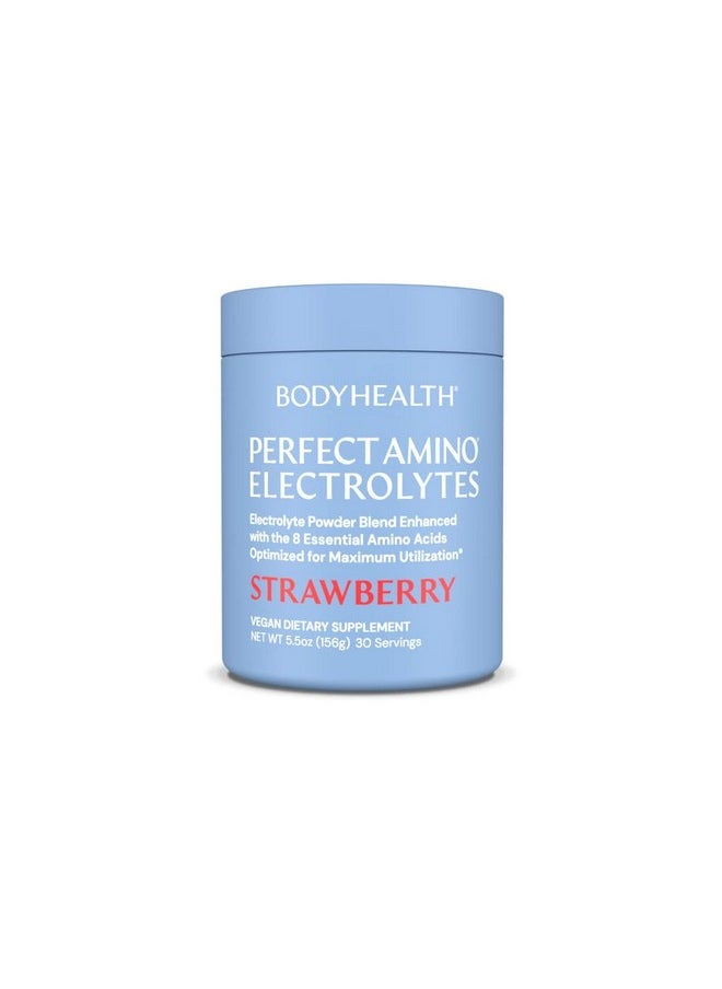 BodyHealth PerfectAmino Electrolytes Powder, Hydration Powder, Sugar Free Electrolyte Drink Mix, Keto Electrolytes Powder, Non GMO, Strawberry Flavor (30 Servings)