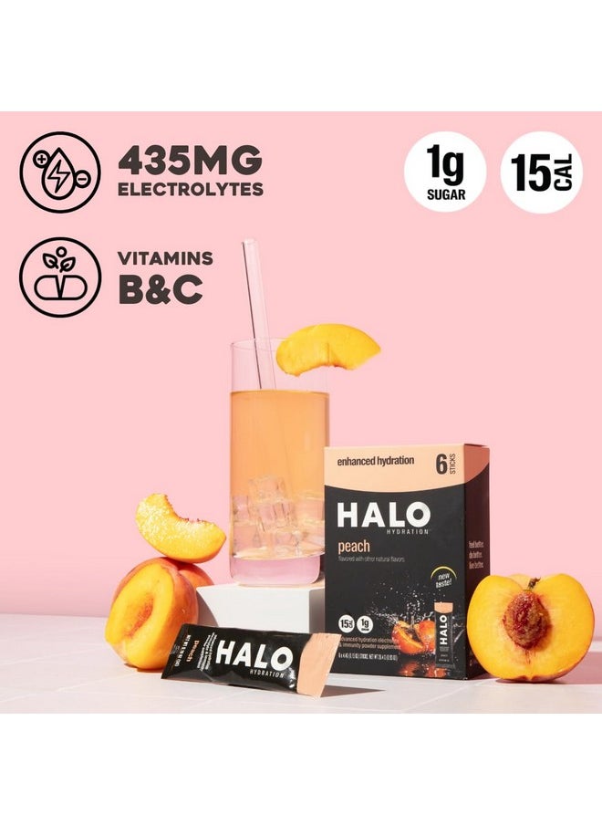 Halo Hydration Electrolyte Powder Packets - Peach - 24 Servings (5g Each) - Organic Hydration Drink with Low Sugar + Essential Vitamins + Minerals - Vegan