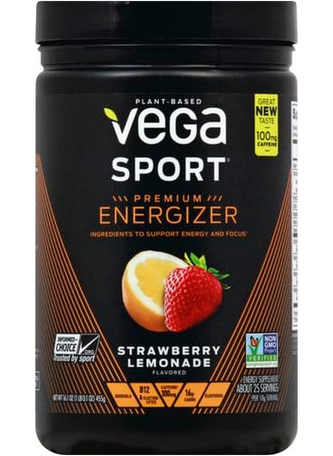 Vega Sport Pre-Workout Energizer, Strawberry Lemonade - Pre Workout Powder for Women & Men, Supports Energy and Focus, Electrolytes, Vegan, Keto, Gluten Free, Non GMO, 1.1 lbs