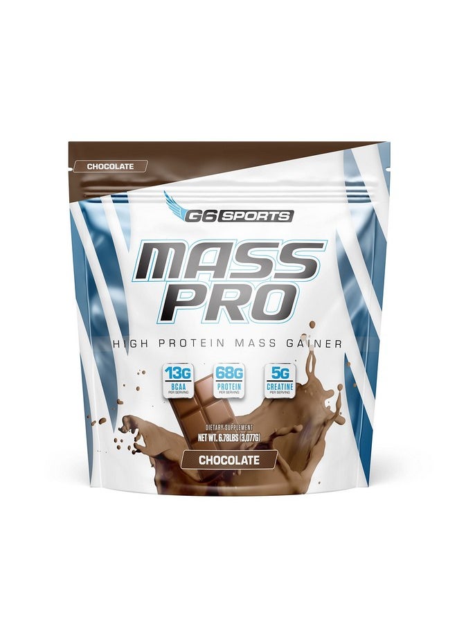 G6 Sports Nutrition Mass Pro High Protein Mass Gainer (64g Protein, Avocado Powder, Coconut Oil Powder, MCT Oil Powder) - 7lb Bag - Chocolate