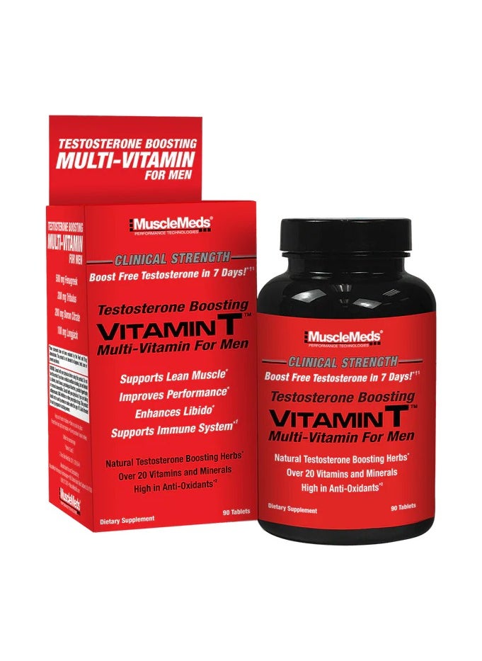 Musclemeds, Vitamin-T, Testosterone Booster, Multivitamin For Men, 90 Tabs, 30 Servings