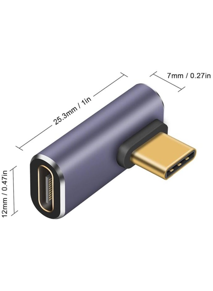 USB C Right Angle Adapter for USB 4 Cable, 40Gbps USB 4 Cable Adapter, 90 Degree USB C Adapter Support 8K@60Hz Video Display 100W PD for Thunderbolt 4/3, USB C, HUB, Docking, Tablet, 2pack