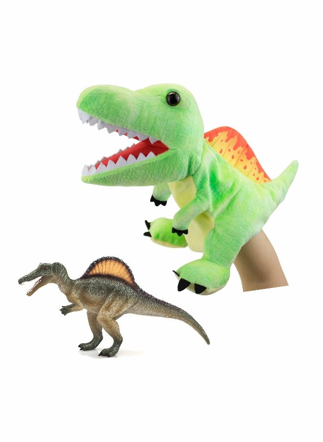 Dinosaur Hand Puppets, Spinosaurus Jurassic World Stuffed Animal   Soft Plush Toy, Open Movable Mouth Finger Gift, Birthday Gifts for Kids, Creative Role Play