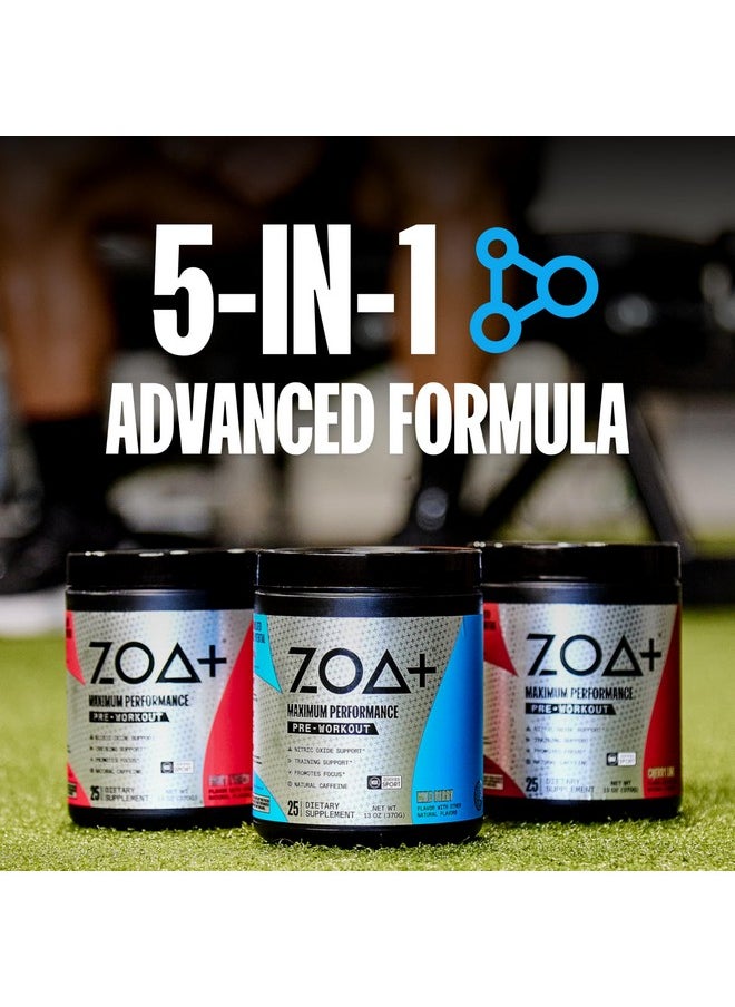 ZOA+ Zero Sugar Pre Workout Powder, Fruit Punch - NSF Certified for Sport with Electrolytes, Creatine, Beta Alanine, Ginkgo Biloba, 200mg Caffeine - 25 Servings