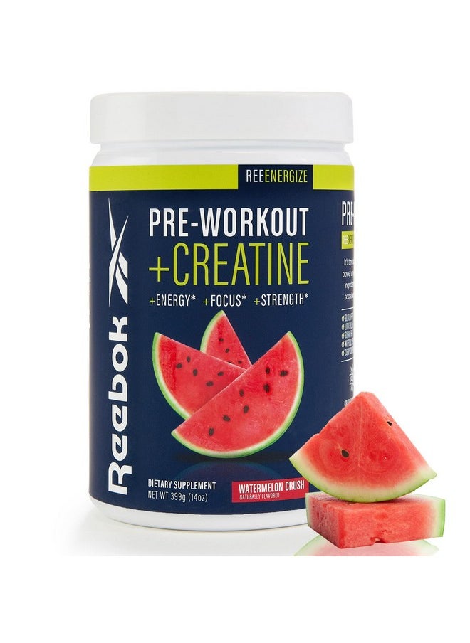 Reebok ReeEnergize Pre-Workout + Creatine | 200MG Caffeine, 3G Creatine, 4G Citrulline | Energy, Focus, Strength | Nitric Oxide Booster | 25 Servings | Watermelon Crush