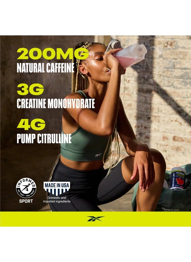 Reebok ReeEnergize Pre-Workout + Creatine | 200MG Caffeine, 3G Creatine, 4G Citrulline | Energy, Focus, Strength | Nitric Oxide Booster | 25 Servings | Watermelon Crush