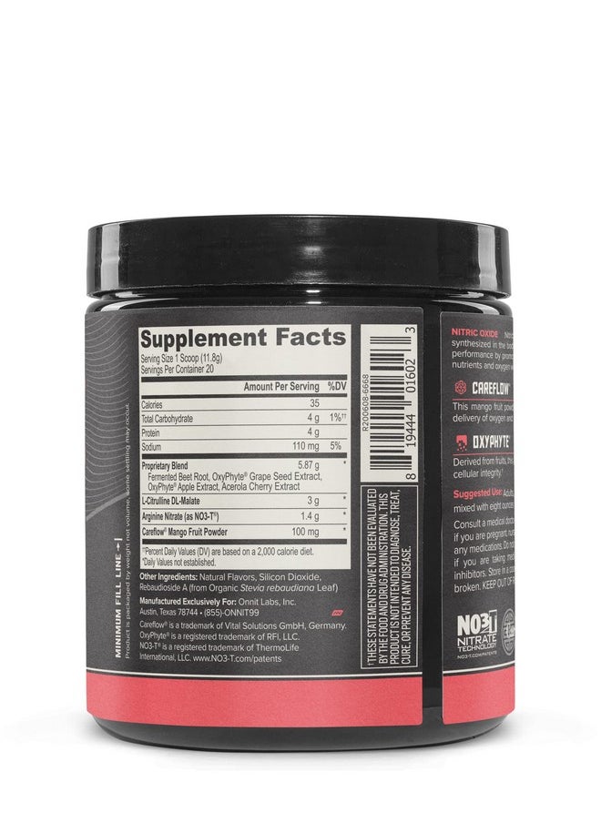 ONNIT Total Nitric Oxide - Caffeine Free Pre Workout Powder w/Beet Root, L Arginine & L Citrulline Malate | Boost Energy & Recovery | Harvest Fruit Flavor