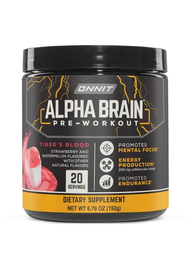 ONNIT Alpha Brain Pre-Workout - Tiger's Blood (20 Serving Tub)