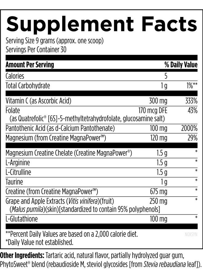 Designs for Health NOx Synergy - Drink Mix Powder to Support Healthy Nitric Oxide Levels - L-Arginine, Creatine, L-Citrulline + More - Pre Workout - Grape Flavor (30 Servings / 270g)