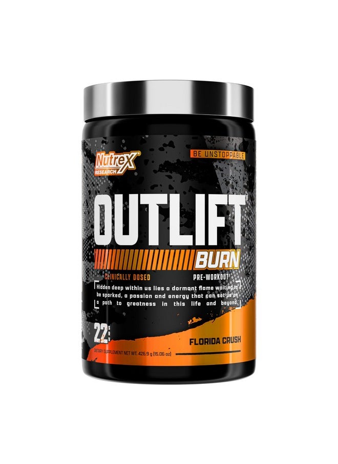 Nutrex Research Outlift Burn Thermogenic Pre Workout Powder, 2 in 1 Performance & Shredding Supplement with Metabolyte, GBBGO (22 Servings, Florida Crush)