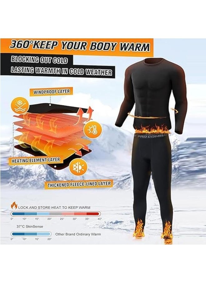 Men's Thermal Underwear Sets Top and Long Johns Fleece Sweat Quick Drying Thermo Base Layer for Running Sport Ski and Any Occasion in Daily Life