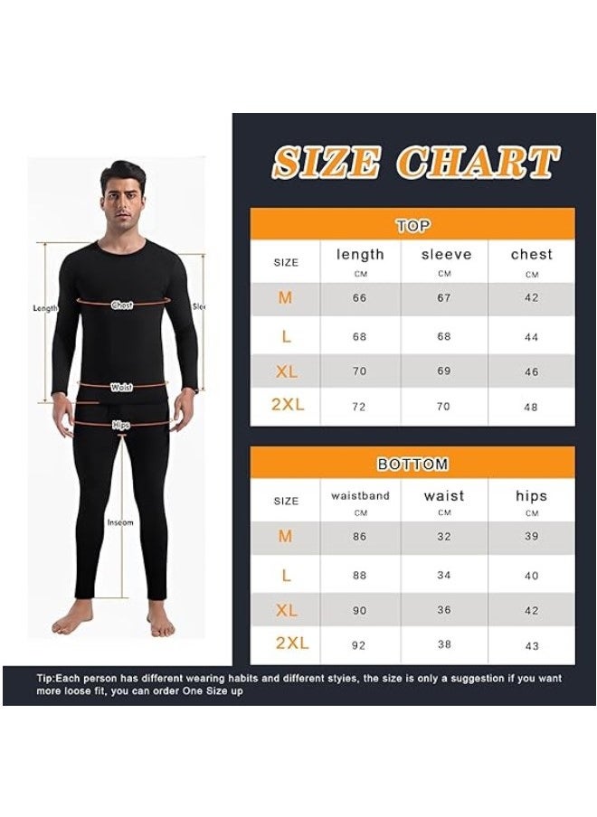 Men's Thermal Underwear Sets Top and Long Johns Fleece Sweat Quick Drying Thermo Base Layer for Running Sport Ski and Any Occasion in Daily Life