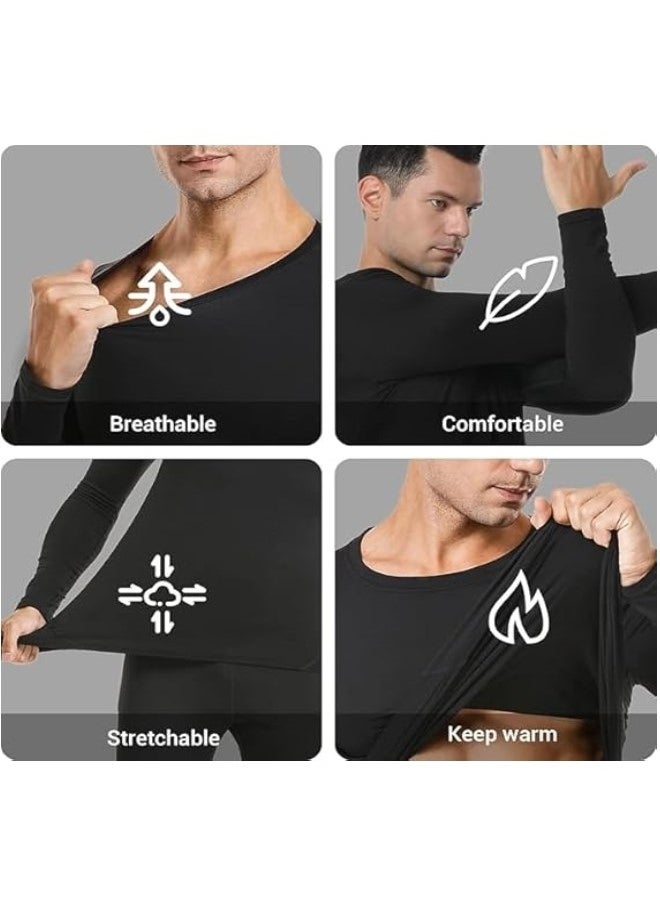 Men's Thermal Underwear Sets Top and Long Johns Fleece Sweat Quick Drying Thermo Base Layer for Running Sport Ski and Any Occasion in Daily Life