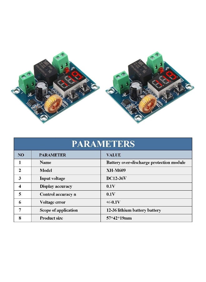 2 Pieces DC 12V-36V Voltage Protection Module Digital Low Voltage Protector Disconnect Switch Over Discharge Protection Module Output 6-60V, Low Power Disconnection